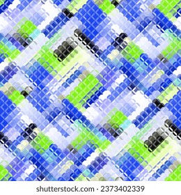 Low poly style seamless pattern. Tileable image. Small squares with glass effect. Seamless diagonal glass mosaic pattern.