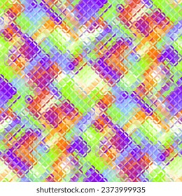 Low poly style seamless pattern. Tileable image. Small squares with glass effect. Seamless diagonal glass mosaic pattern.