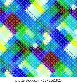 Low poly style seamless pattern. Tileable image. Small squares with glass effect. Seamless diagonal glass mosaic pattern.