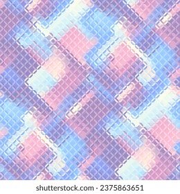 Low poly style seamless pattern. Tileable image. Small squares with glass effect. Seamless diagonal glass mosaic pattern.