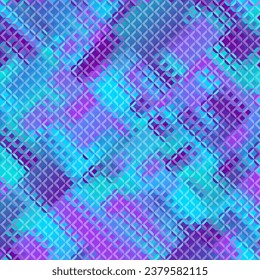 Low poly style seamless pattern. Tileable image. Small squares with glass effect. Seamless diagonal glass mosaic pattern.