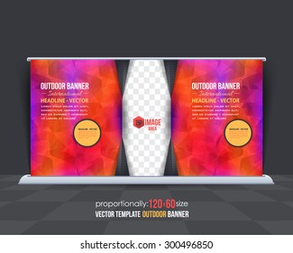 Low Poly Style Shine Outdoor Banner, Advertising Vector Background Template 