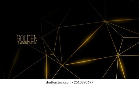 low poly style shiny golden lines dark background design vector