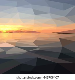 low poly style sunset. sunrise. abstract geometric vector illustration.