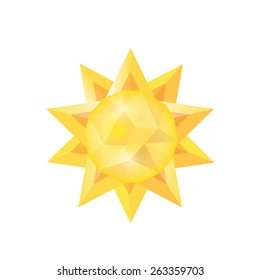 low poly style trendy Sun logo . Vector illustration