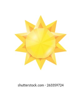 low poly style trendy Sun logo . Vector illustration