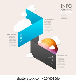 low poly style vector abstract origami paper infographic elements