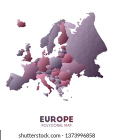 Low poly style vector illustration of the Europe map with geometric design.