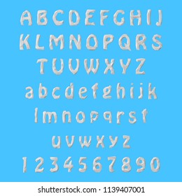 low poly style vector letters set, smooth gradient surfaces. on blue background. rounded letters version.