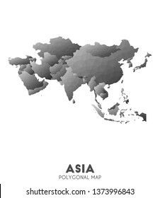 Low poly style vector map of Asia with geometric shapes.