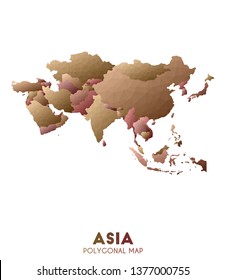 Low poly style vector map of Asia continent with geometric design.