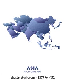 Low poly style vector map of Asia with geometric design.