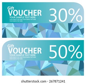low poly style voucher graphic design template.