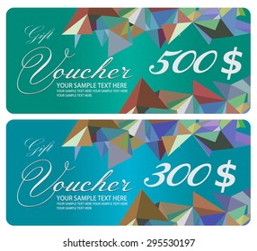 low poly style voucher graphic design template.