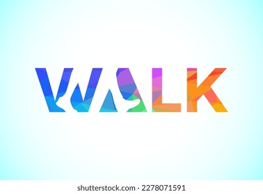 Low poly style walk logo sign symbol, Foot Logo, word mark logo