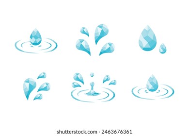 low poly style water drop icon