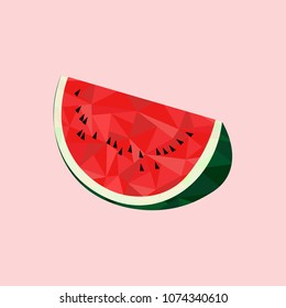 Low poly style. Watermelon. Vector illustration. Fresh fruit .