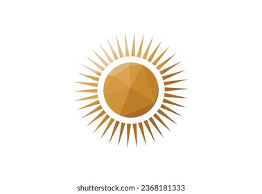 Low Poly and Sun logo, vector design concept

