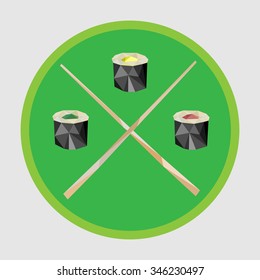 Low poly sushi with sticks
