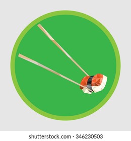 Low poly sushi with sticks