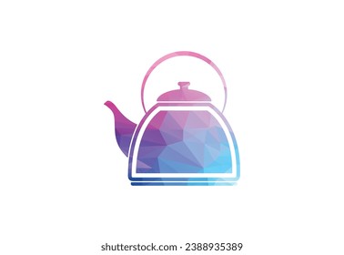 Low Poly and Tea Kettle logo design, Vector design template
