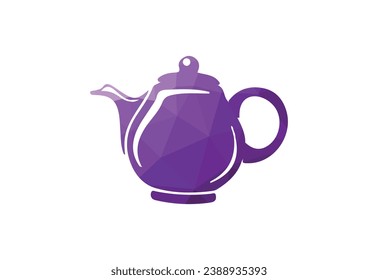 Low Poly and Tea Kettle logo design, Vector design template
