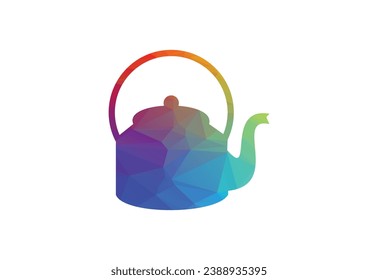 Low Poly and Tea Kettle logo design, Vector design template
