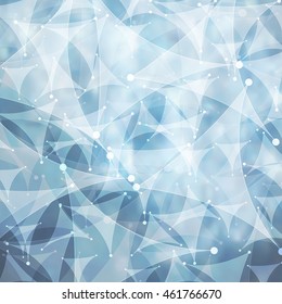 Low poly tech background blue design. Vector geometric technology flyer template background with curved triangles