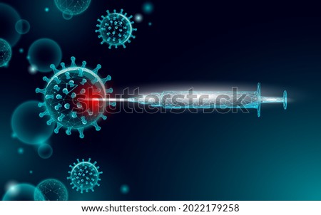 Low poly test tube virus syringe. Laboratory analysis medical disease infection treatment. Modern science technology medicine research banner template vector illustration