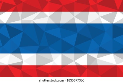 Ilustración vectorial de la bandera tailandesa baja. Gráfico triangular de la bandera tailandesa. La bandera de Tailandia es un símbolo de independencia.
