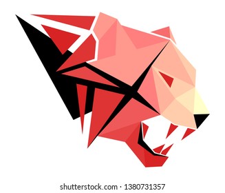 Low poly tiger. Geometric logo