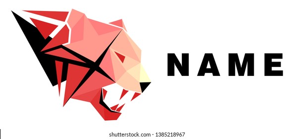 Low poly tiger. Geometric logo