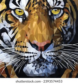 low poly tiger vector polygon