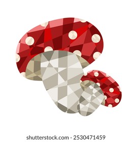 Low poly Toadstool template design isolated white background. Low poly art with mushrooms. Modern vector illustration in trendy Geometric style. EPS 10