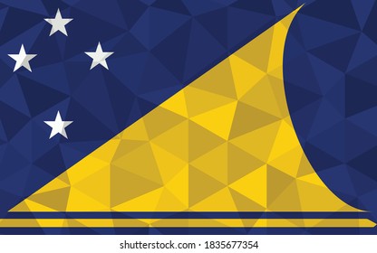Low poly Tokelau flag vector illustration. Triangular Tokelauan flag graphic. Tokelau country flag is a symbol of independence.
