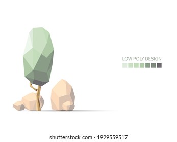 Low poly tree background illustraion.