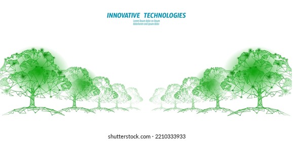 Low poly tree park alley wood. Ecology save nature forest concept. Global deforestation eco idea. Environmental pollution poster template vector illustration