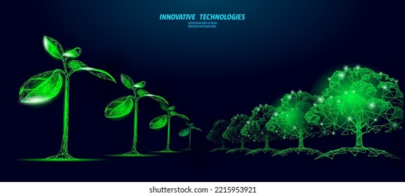 Low poly tree park alley wood. Ecology save nature forest concept. Global deforestation eco idea. Environmental pollution poster template vector illustration