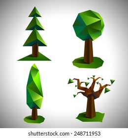 Low poly trees set vector
