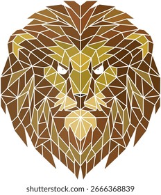 Low poly triangular lion on white background
