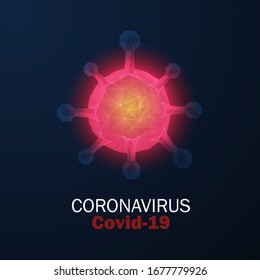 Low Poly Triangular Polygonal Blue Circle Shaped Banner with Triangles