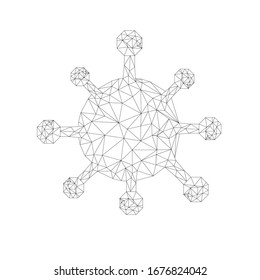 Low Poly Triangular Polygonal Virus Strain Model of Novel Coronavirus 2019-nCoV Covid-19.