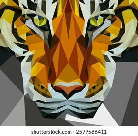 Low poly triangular tiger head