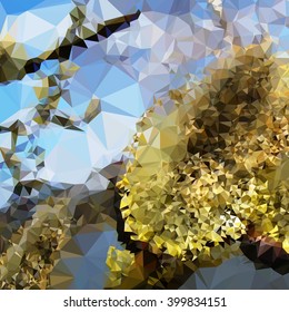 Low poly triangulated saturated colors nature.