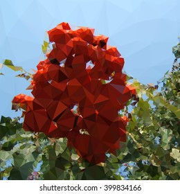 Low poly triangulated saturated colors nature.