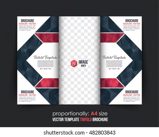 Low Poly Tri-Fold Brochure Design. Corporate Leaflet, Cover Template