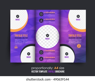 Low Poly Tri-Fold Brochure Design. Corporate Leaflet, Cover Template