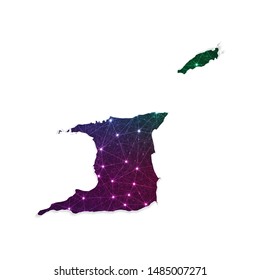 Low poly Trinidad and Tobago map in geometric polygonal on white background. Vector Illustration Eps10.