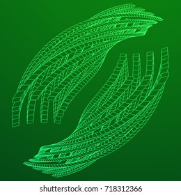 Low poly truss structure wireframe mesh background. Scinece and tech vector illustration.