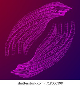 Low poly truss structure wireframe mesh background. Scinece and tech vector illustration.